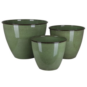 A.H.G. Metall-Übertöpfe, 3er Set, grün, mit dunklem Rand. Ideal für Pflanzen.
