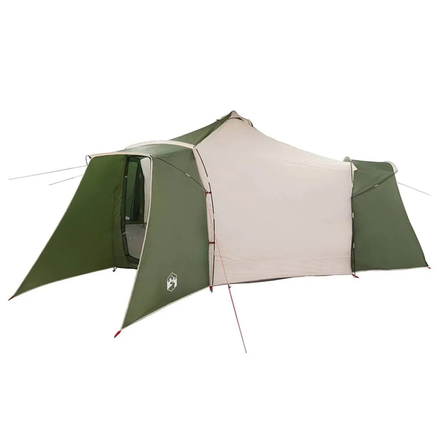 vidaXL Tipi Zelt mit Dach Grün und Beige 492 x 492 x 275 cm Stoff 42000987