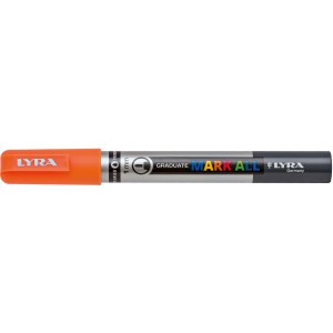 LYRA Mark All Marker, Neonorange, für alle Oberflächen. Stift mit Rundspitze, 1 mm.