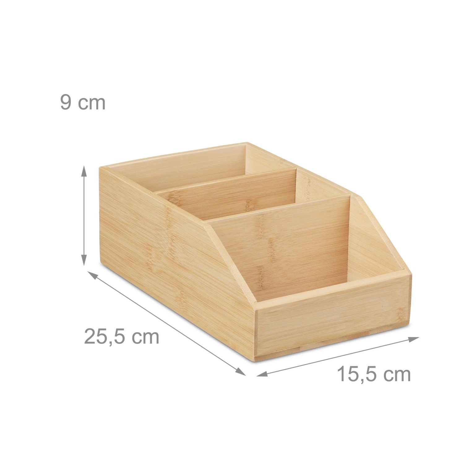 Relaxdays Schreibtisch Organizer Bambus Natur 3 Fächer 25,5 cm x 15,5 cm x 9 cm 0,5 kg_4