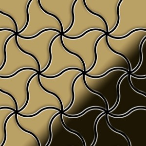 Goldene Mosaikfliese aus Titan mit Hochglanz-Finish für Wand und Boden.