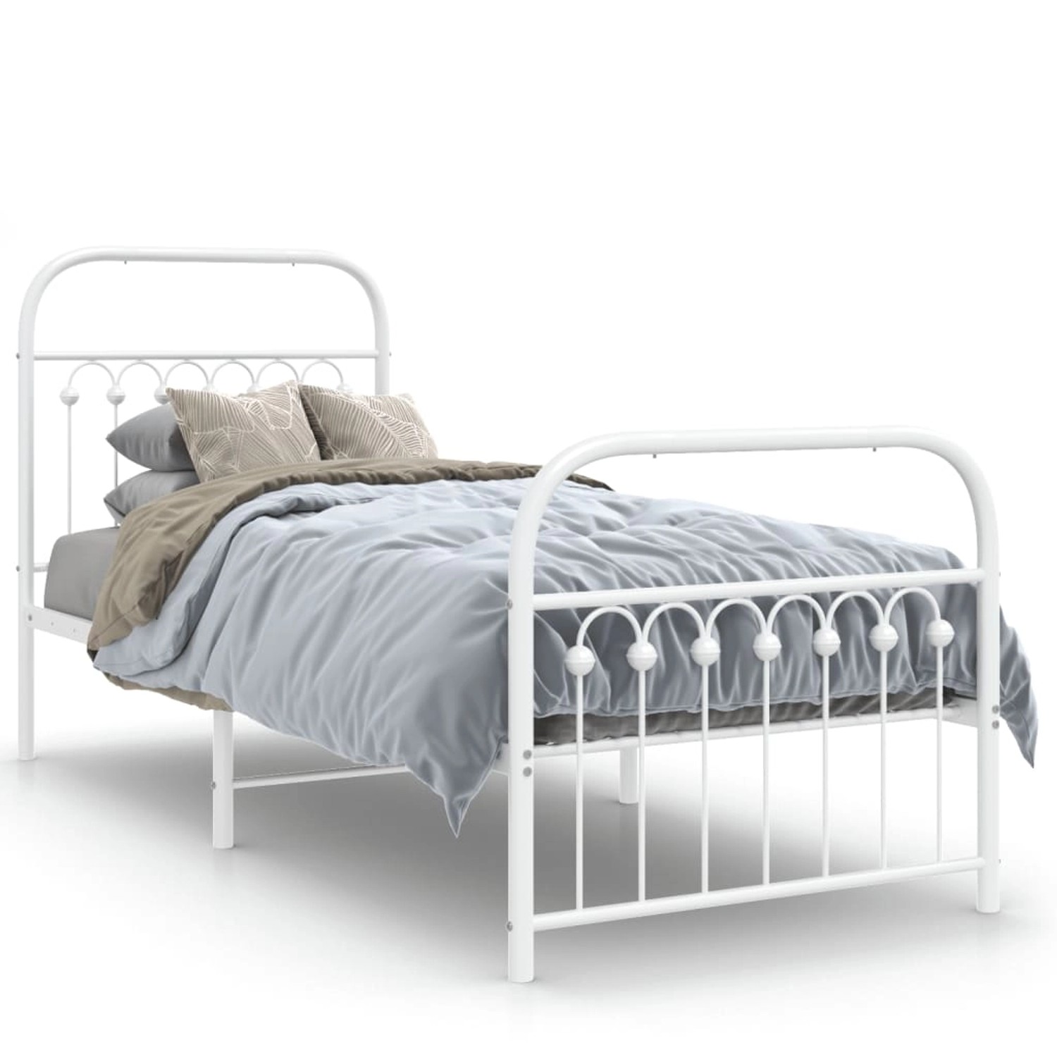 vidaXL Bettgestell mit Kopf- und Fußteil Metall Weiß 80x200 cm 376658 günstig online kaufen