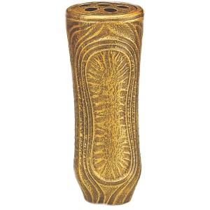 Antike Bronze Grabvase Kunstguss, Ø 11x26cm, für würdevolle Grabgestaltung.
