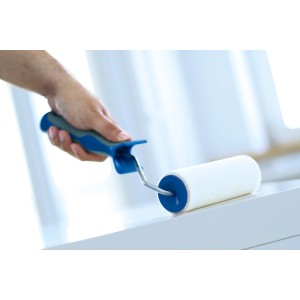 LUX Velours-Farbroller mit Softgriff (15 cm) in Schwarz-Blau für Lackarbeiten.