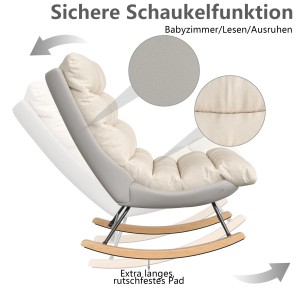 PXloue Schaukelstuhl Schaukelsessel aus Cremefarbenem 83x72x93cm Leinen