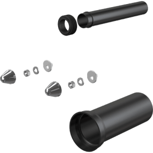 Alcadrain WC-Zubehörset DN110, 300mm, schwarz, PE/PP. Komplettset für Wand-WC Anschluss.