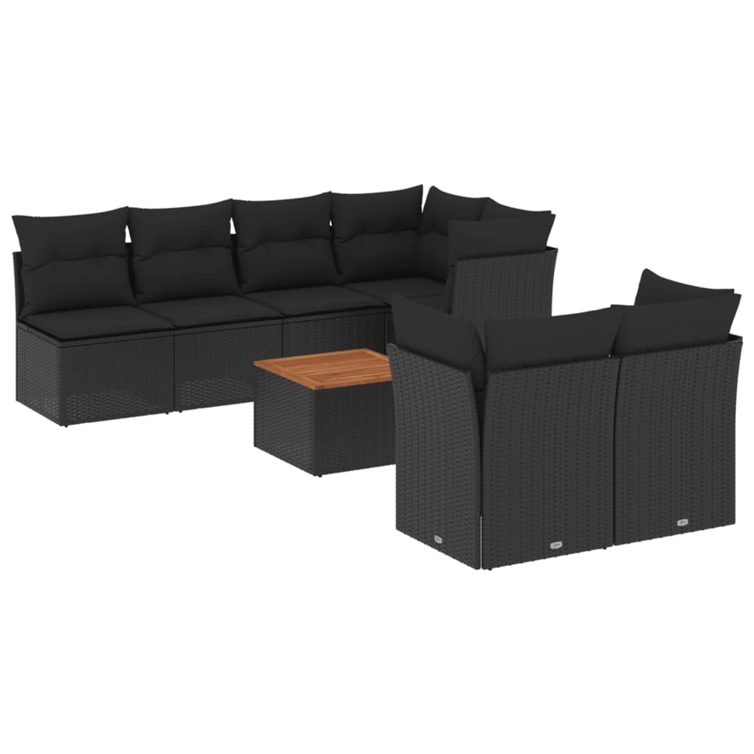 vidaXL 8-tlg Garten-Sofagarnitur mit Kissen Schwarz Poly Rattan Modell 78