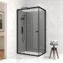 Aurlane Komplettdusche Grey Touch, 110x80x215 cm, mit schwarzem Rahmen, Hand- und Kopfbrause.