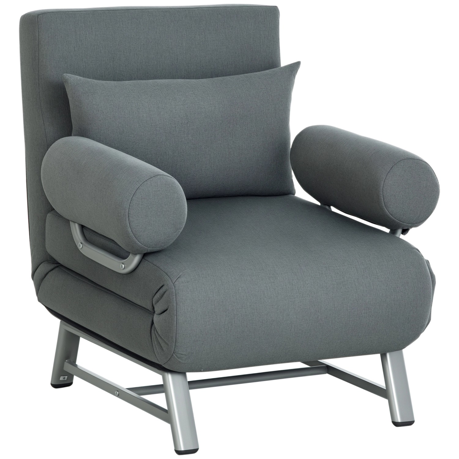 HOMCOM 3 in 1 Schlafsessel Schlafsofa mit Bettfunktion Zierkissen Klappbarer Relaxsessel Dunkelgrau
