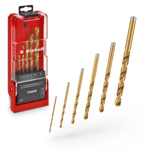 Einhell Titan-Metallbohrer-Set, 6-teilig, HSS-G Bohrer in Aufbewahrungsbox und Bohrer von klein nach groß.
