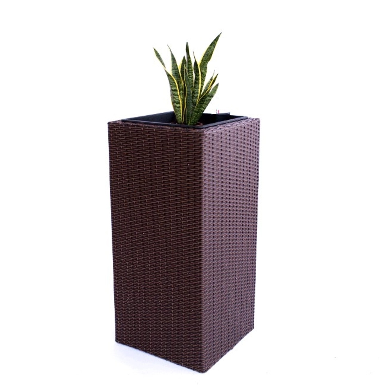 Elegant Einrichten Pflanzkübel Polyrattan Säule 30x30x55cm Braun günstig online kaufen