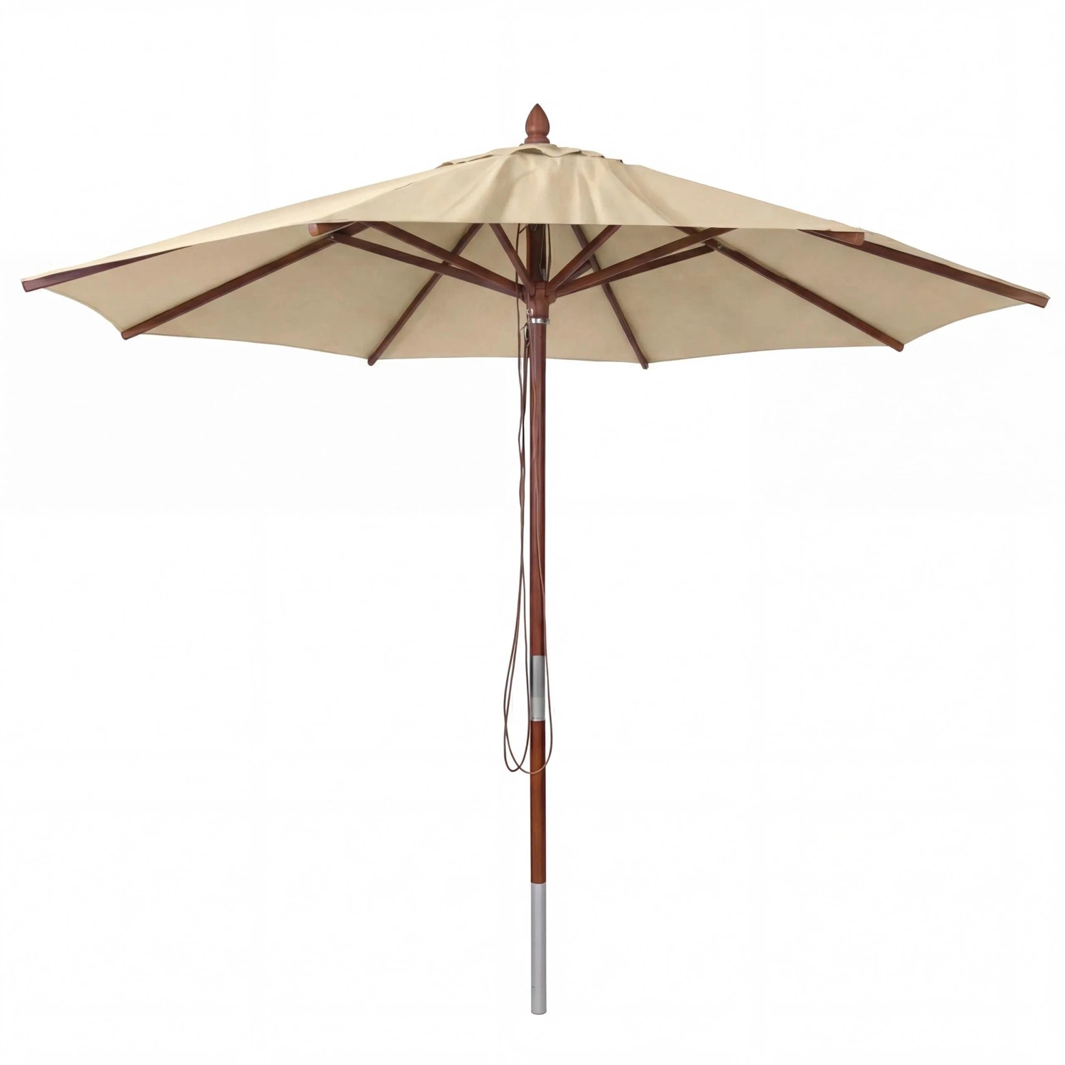MCW Gastronomie Holz-Sonnenschirm C57b Rund Seilzug Stoßsicher Creme