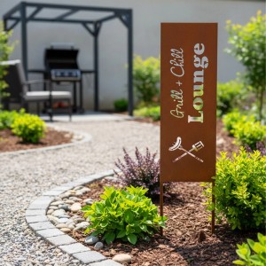 Relaxdays Gartenstecker Eisen Rostbraun Wetterfest 115 cm x 28 cm