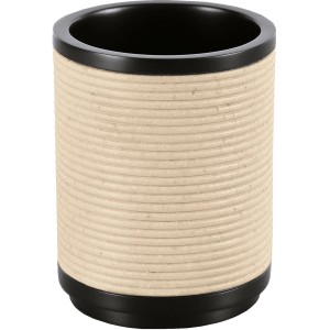 Kleine Wolke Zahnputzbecher Runa in Natur-Schwarz mit geriffelter Oberfläche.