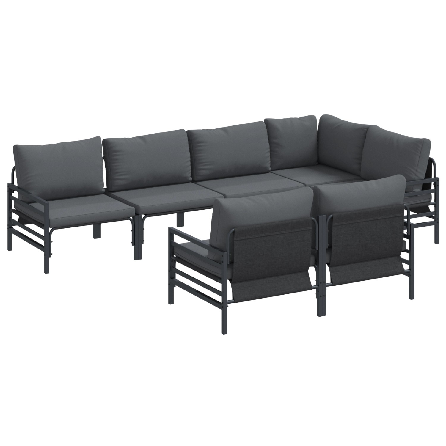 vidaXL Garten-Sofa-Set mit Kissen 7-Tlg Anthrazit Stahl Stoff 3378959 günstig online kaufen