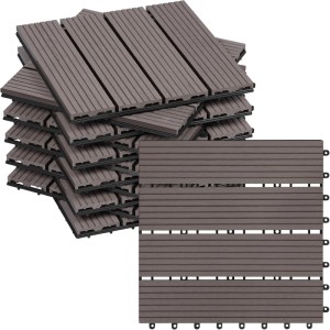 WOLTU WPC Terrassenfliesen Holzoptik Klicksystem 11 Stück/1 m² Coffee