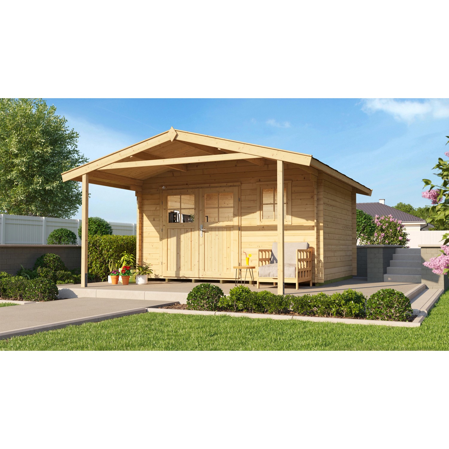 Weka Holz-Gartenhaus/Gerätehaus Satteldach Unbehandelt 590 cm