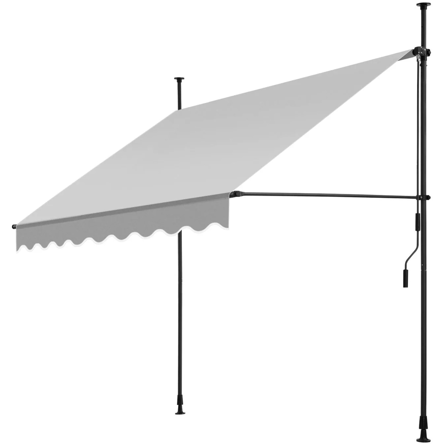 Tectake Klemmmarkise  Mit Handkurbel Uv Beständig 200 x 180 cm 180 x 200 x 304 cm Hellgrau