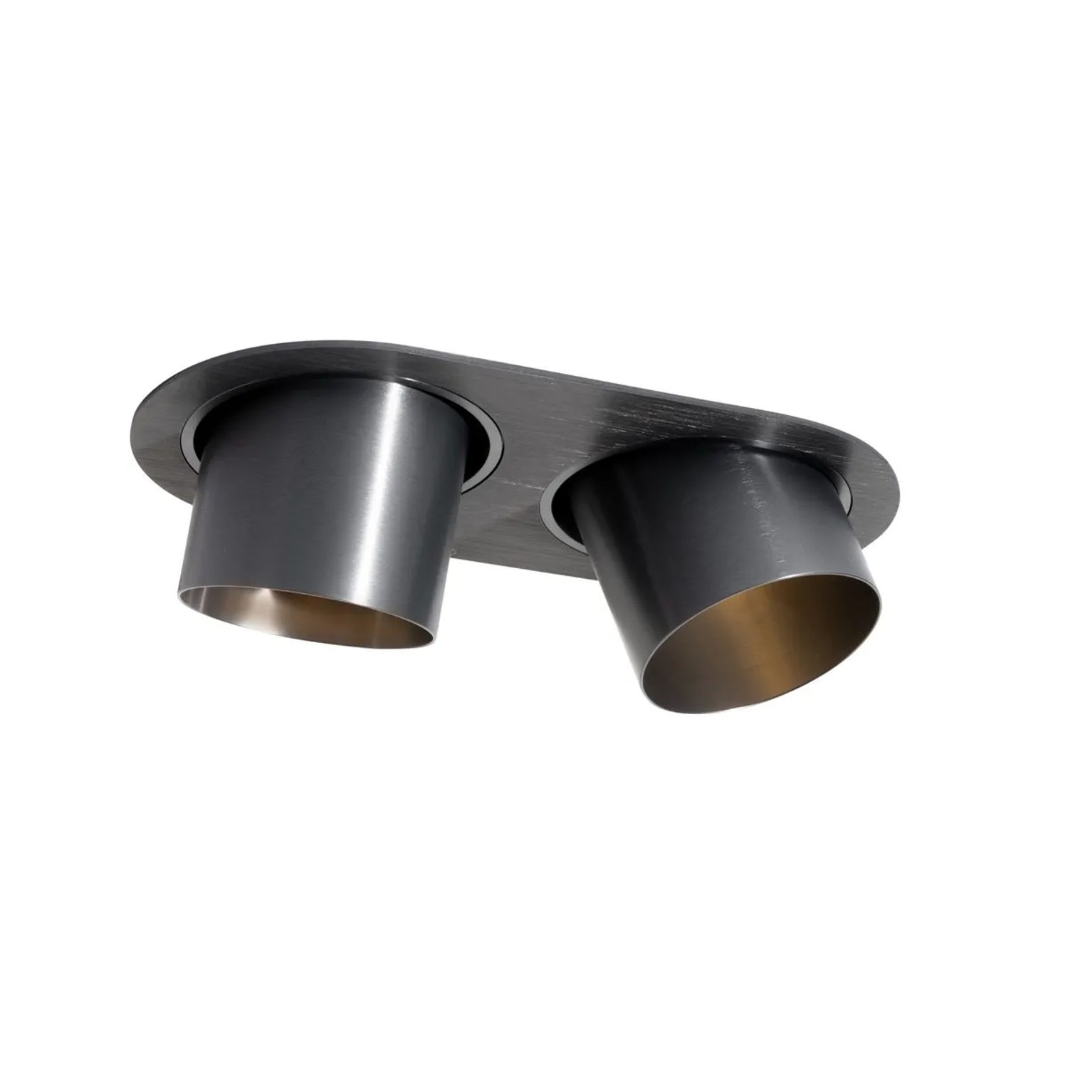 QAZQA Runder Einbau Strahler Gunmetal GU10 70mm Schwenkbar 2 Flammig Installa