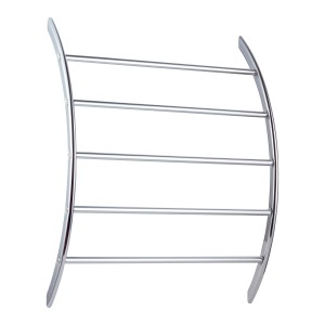 Chromfarbenes Badregal Pianosa mit 5 Handtuchstangen aus Metall.