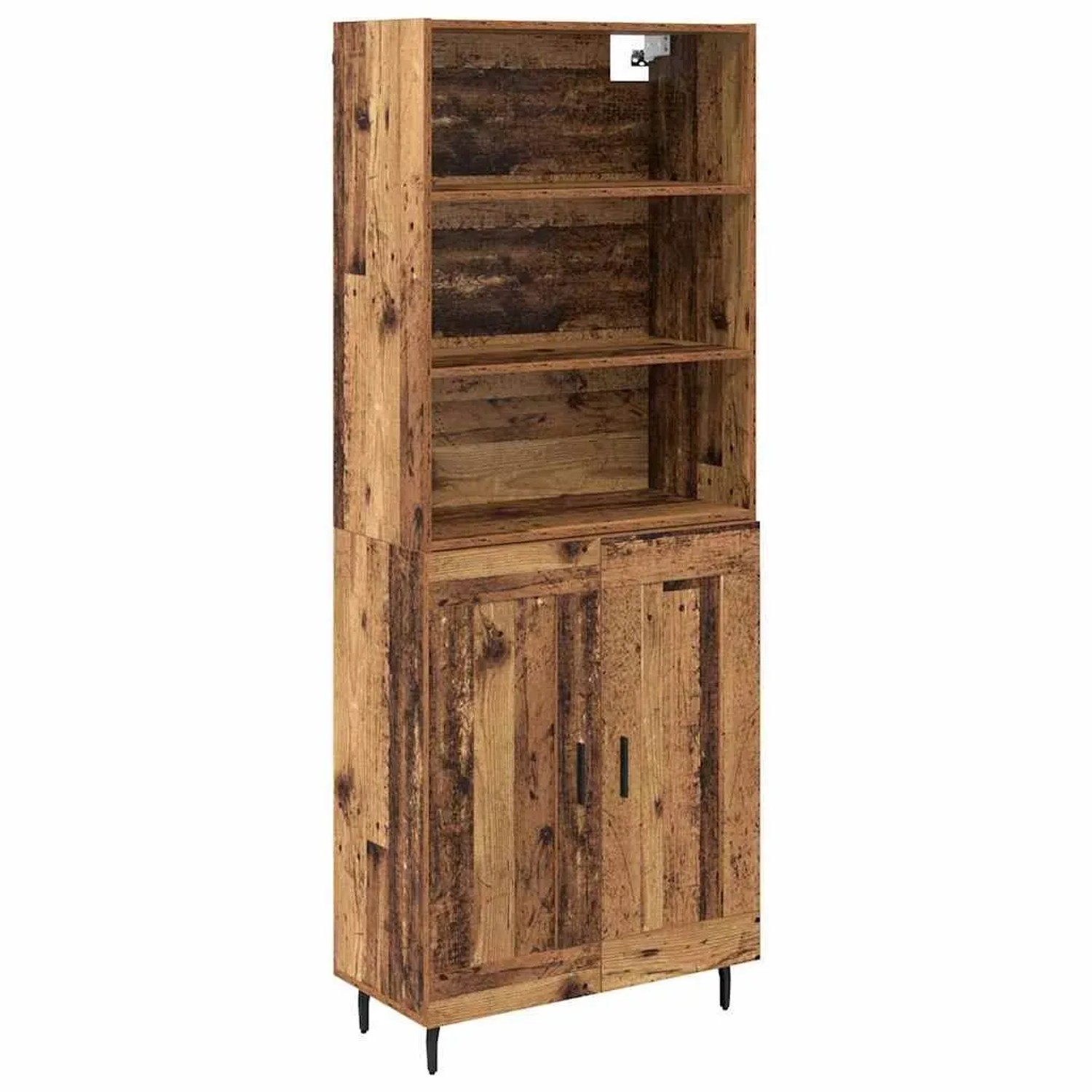 vidaXL Highboard Altholz 69,5 x 34 x 180 cm Engineered Wood und Glas 341577 günstig online kaufen