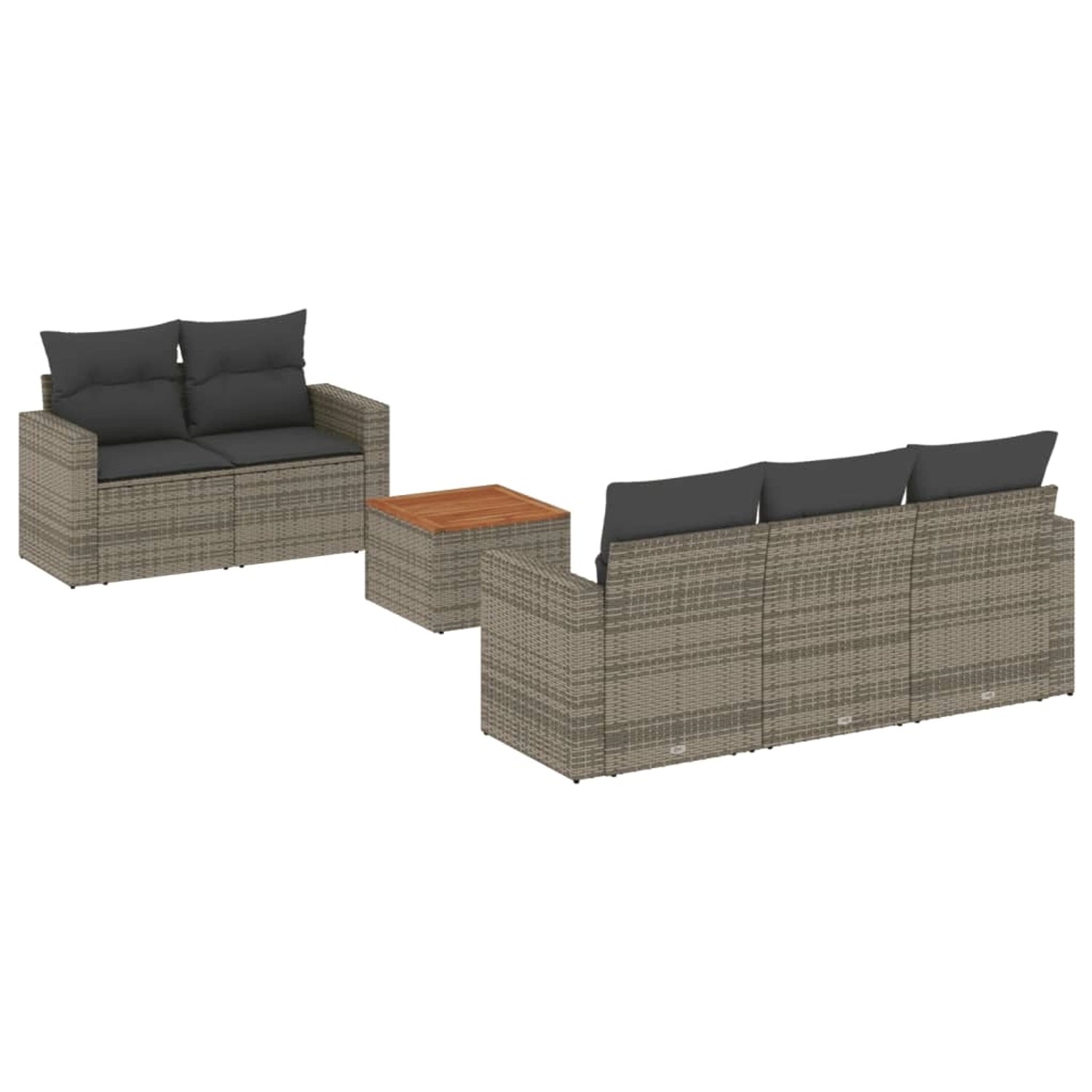 vidaXL 6-Tlg Garten-Sofagarnitur mit Kissen Grau Poly Rattan 3224009 günstig online kaufen