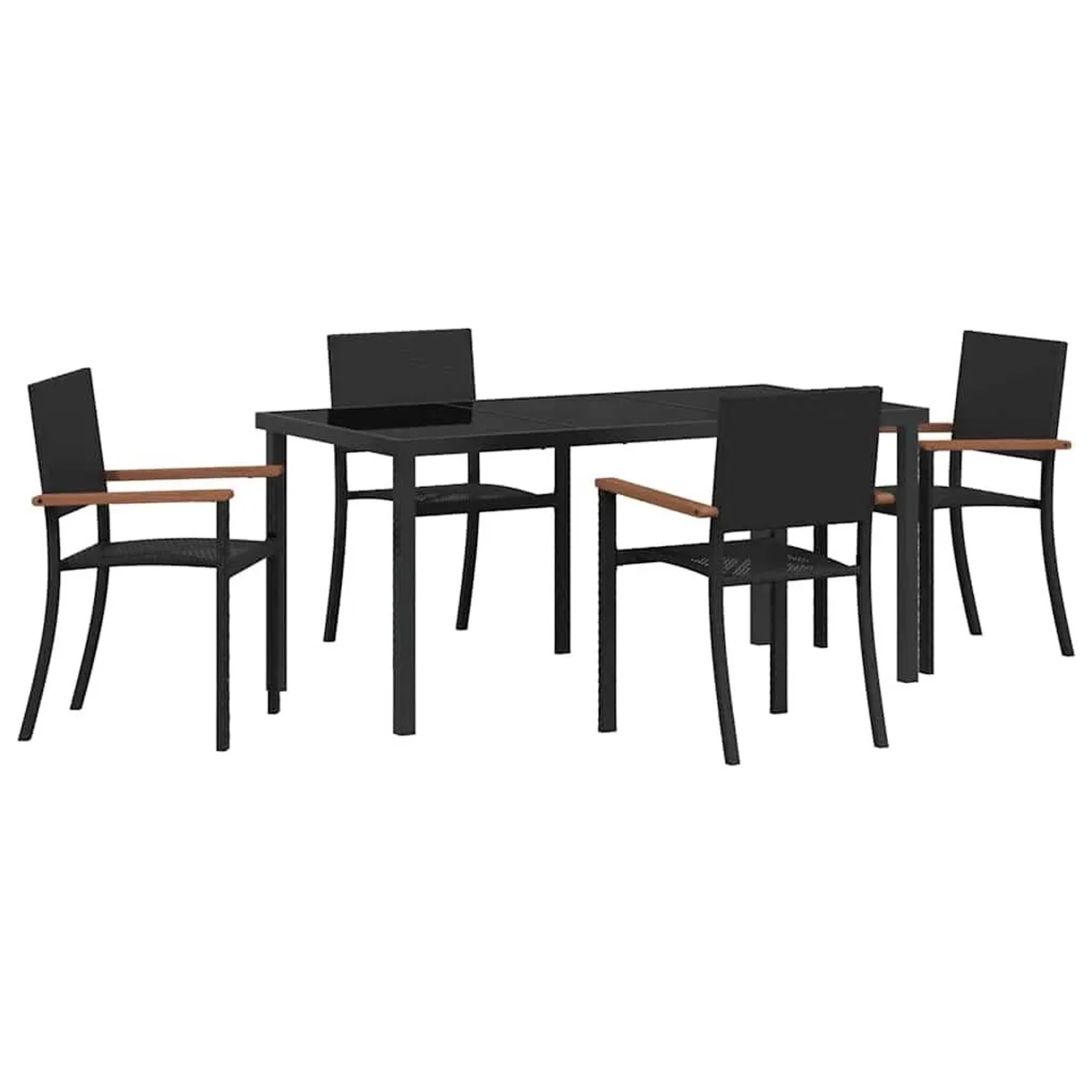 vidaXL Garten Essgruppe 5-Tlg Schwarz Poly Rattan 3379418 günstig online kaufen