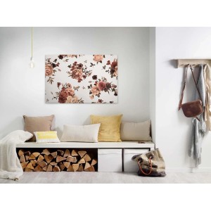 Bricoflor Leinwandbild mit Rosenmuster in Weiß, Orange und Braun für Wohn- und Schlafzimmer.