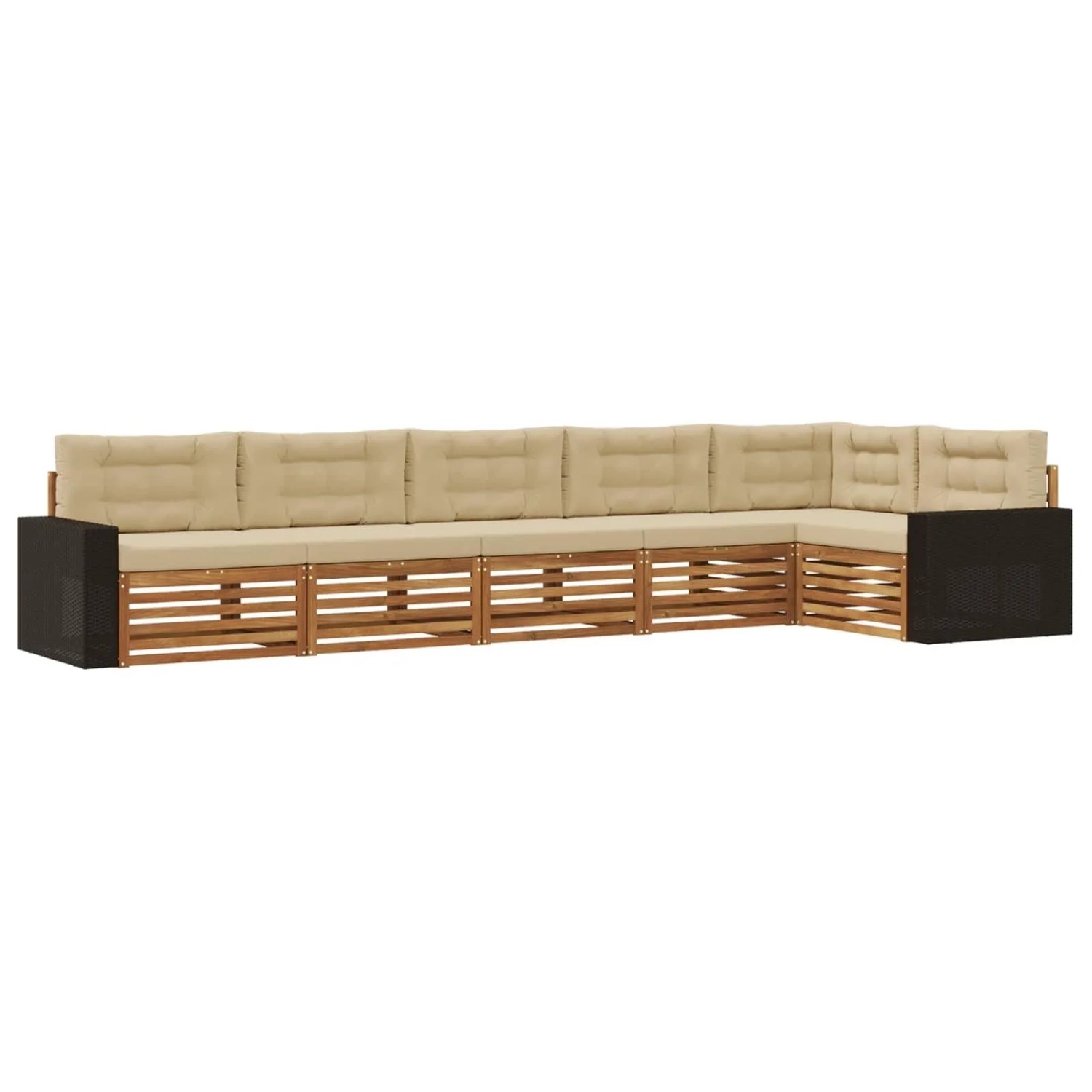 vidaXL Outdoor-Sofagarnitur 6 Stk Natur und Beige 402 x 172,5 x 73 cm 3383426