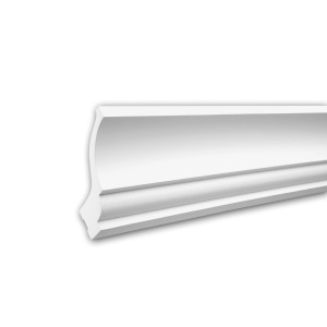 Weiße PROFHOME Eckleiste (200 cm) für indirekte Beleuchtung. Zierleiste / Stuckleiste.