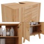 Vicco Waschbeckenunterschrank Lucie, Bambus-Optik, 60x65 cm, mit zwei Türen für Badutensilien.