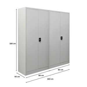 PROREGAL MegaDeal 2x Flügeltürenschrank ELEPHANT Mit 2 Türen Abschließbar HxBxT 180x80x40cm 4 Ebenen Stahl Pulverbeschichtet Lichtgrau Aktenschrank