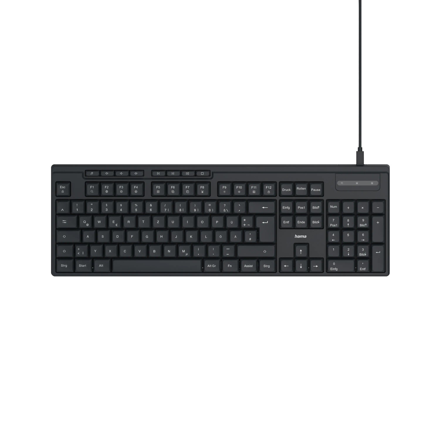 Thumbnail - Hama USB-Tastatur CK-200 QWERTZ Kabelgebunden 8 Media-Tasten Schwarz