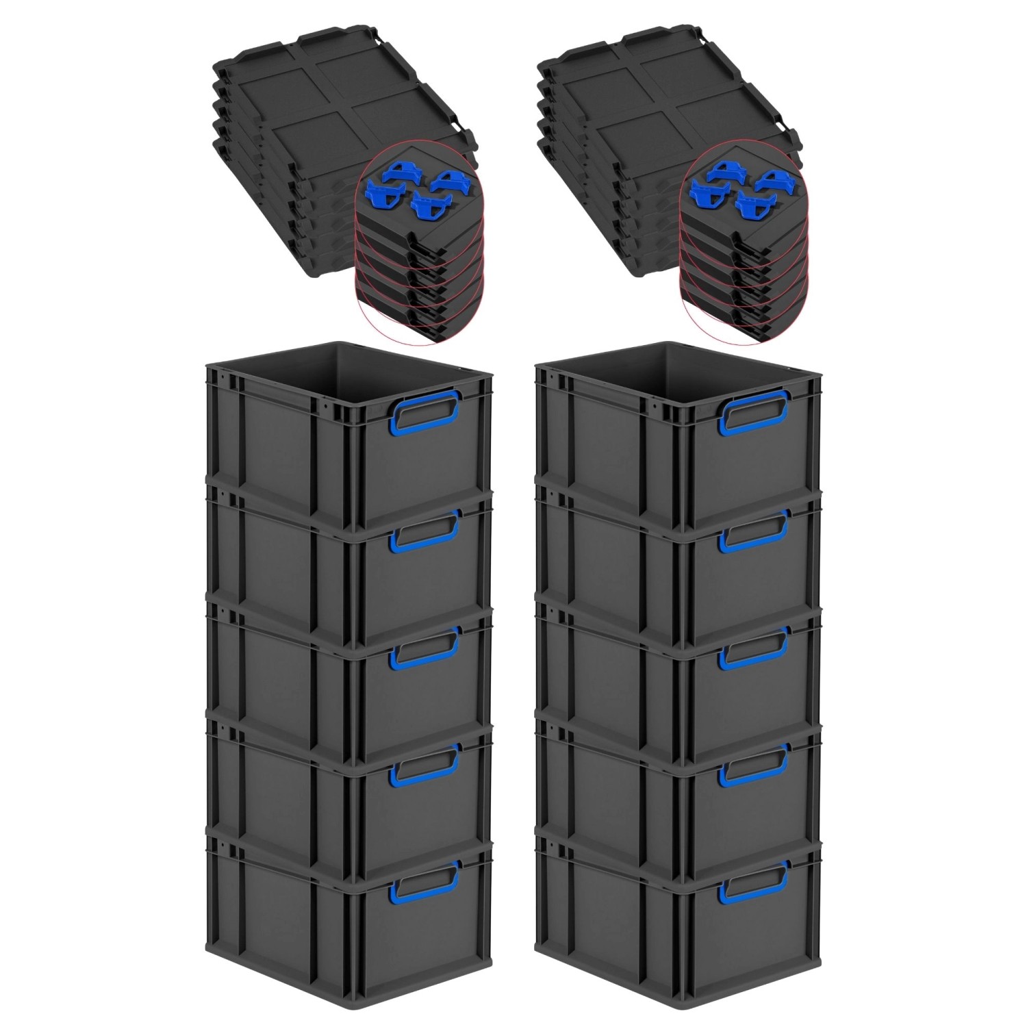PROREGAL SparSet 10x Eurobox Nextgen Color Mit Auflagedeckel HxBxT 22x30x40 günstig online kaufen