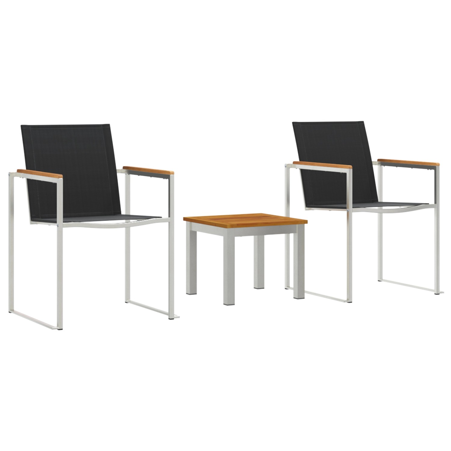 vidaXL Outdoortisch-Set 3-Tlg Braun und Schwarz Teak-Massivholz 3334844 günstig online kaufen