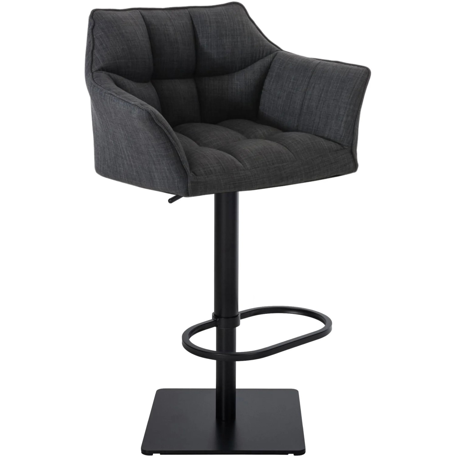 DELUKE Barhocker SIHAR Stoff Dunkelgrau 64x45x88cm Schwarz Barstuhl Höhenverstellbar Mit Lehne Drehbar Tresenhocker Tres...