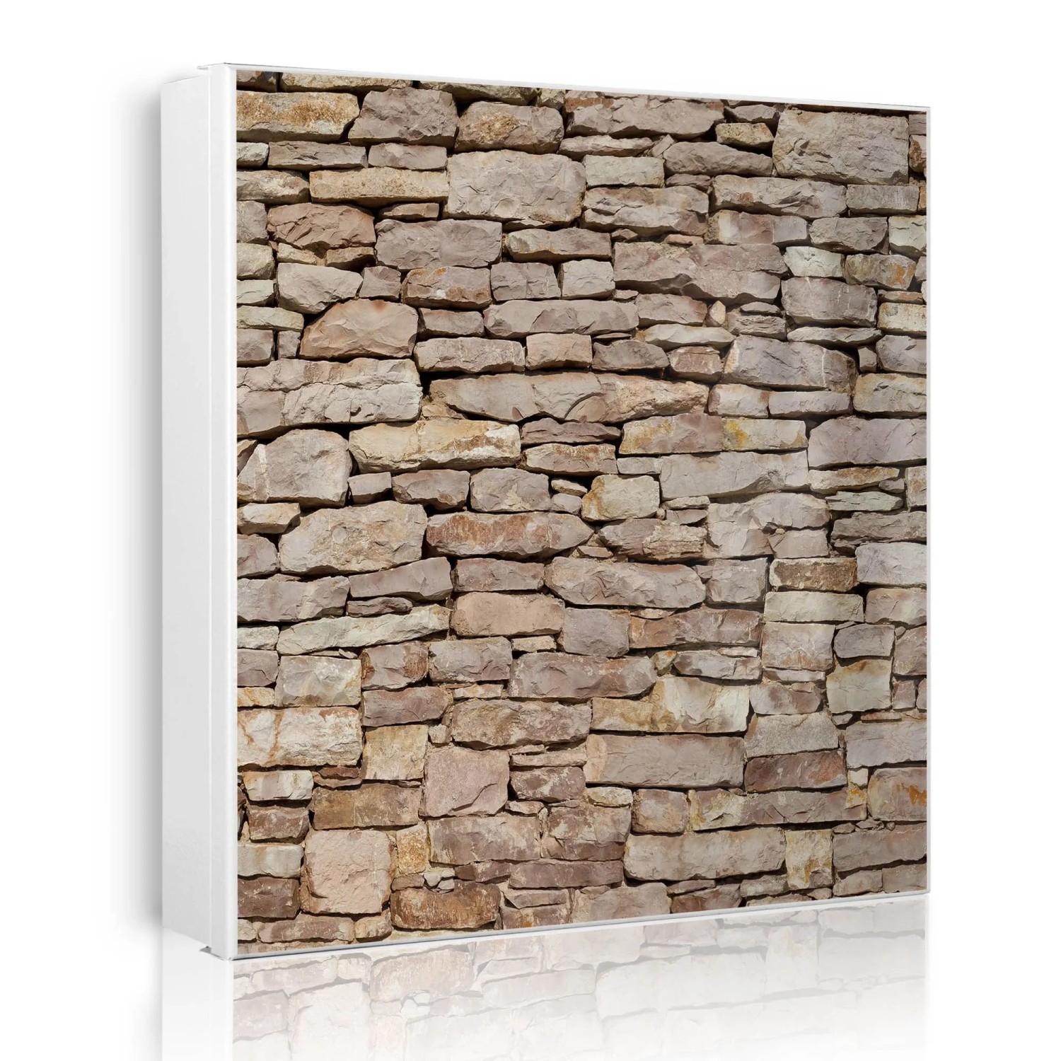 Banjado Großer Schlüsselkasten Metall 30x30cm Weiß Scharnier Rechts 50 Haken Beschreibbar Magnetisch Motiv Stadtmauer