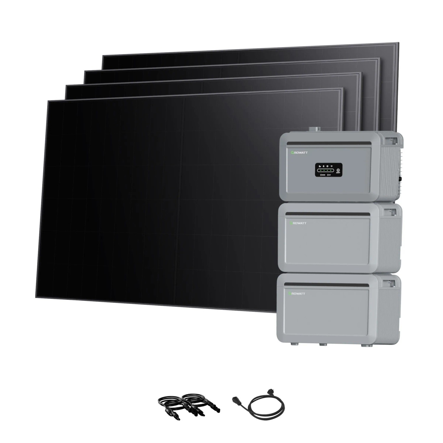Growatt Balkonkraftwerk Set NEXA 2000 Speicher 6144 Wh mit 1920 W BC-Modulen Full-Black