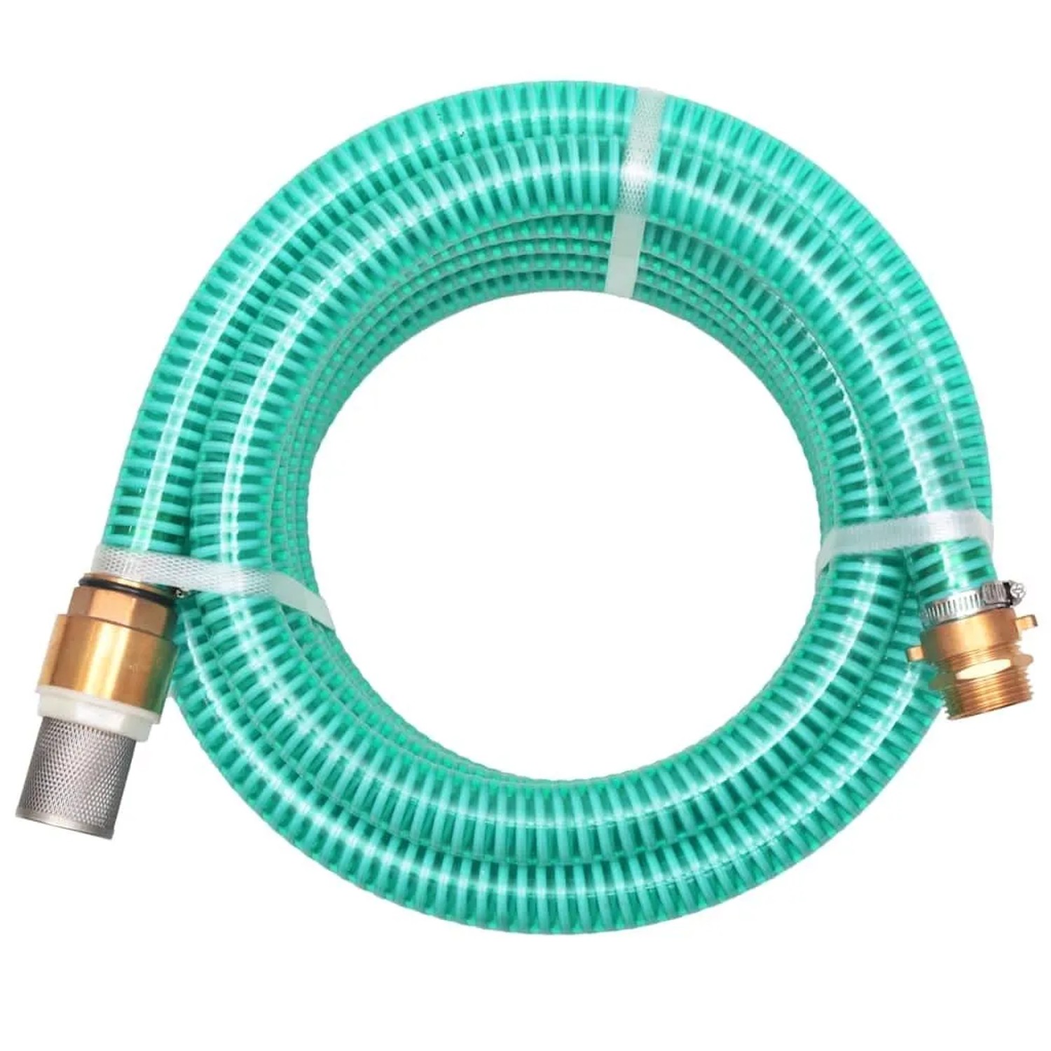 vidaXL Saugschlauch mit Messing-Anschlüssen 15 m 25 mm Grün 142887