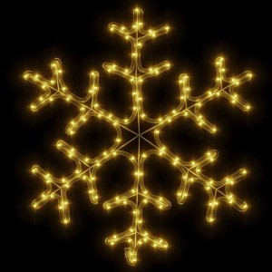 Warmweiße LED-Schneeflocken-Silhouette 59x59 cm für Weihnachtsdekoration. Leuchtende Deko mit 144 LEDs.