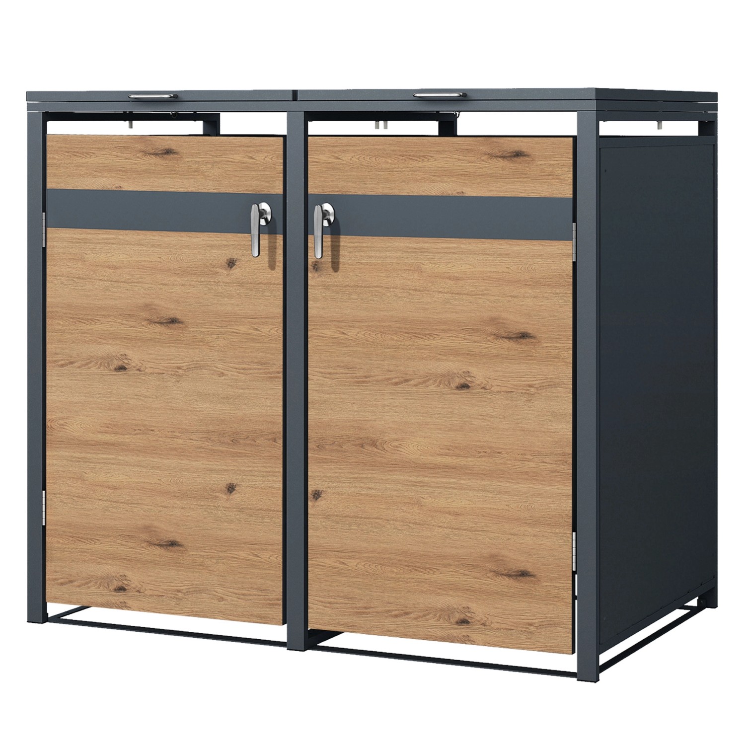 ML-Design Mülltonnenbox 2Er 132x80x116,3cm 240L Anthrazit-Eichenoptik günstig online kaufen
