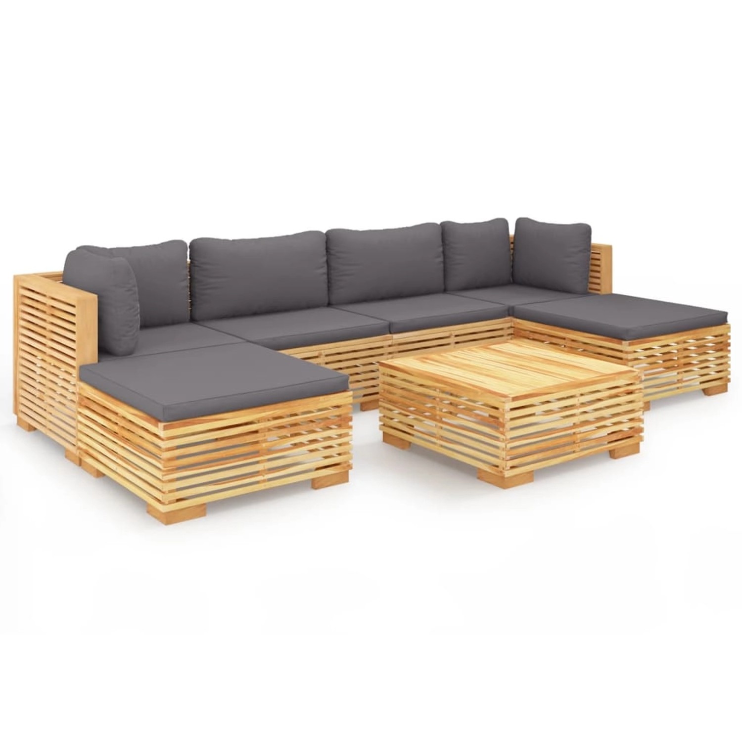 vidaXL 7-tlg Garten-Lounge-Set mit Kissen Massivholz Teak Modell 4 günstig online kaufen