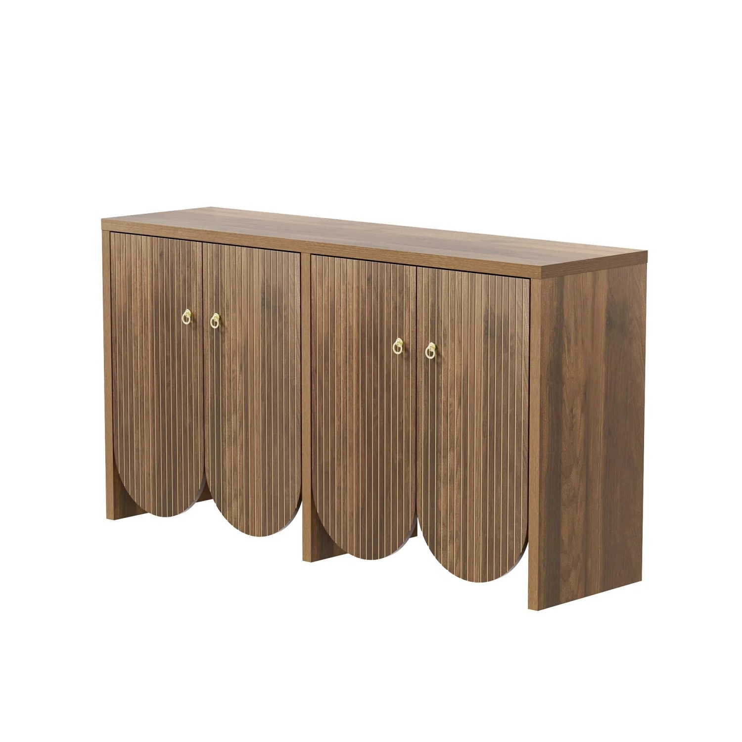 okwish Sideboard mit 4 Türen Verstellbaren Einlegeböden 147x40x80cm Braun