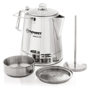 Petromax Perkolator 3L aus Edelstahl für Lagerfeuer & Herd, mit Zubehör.