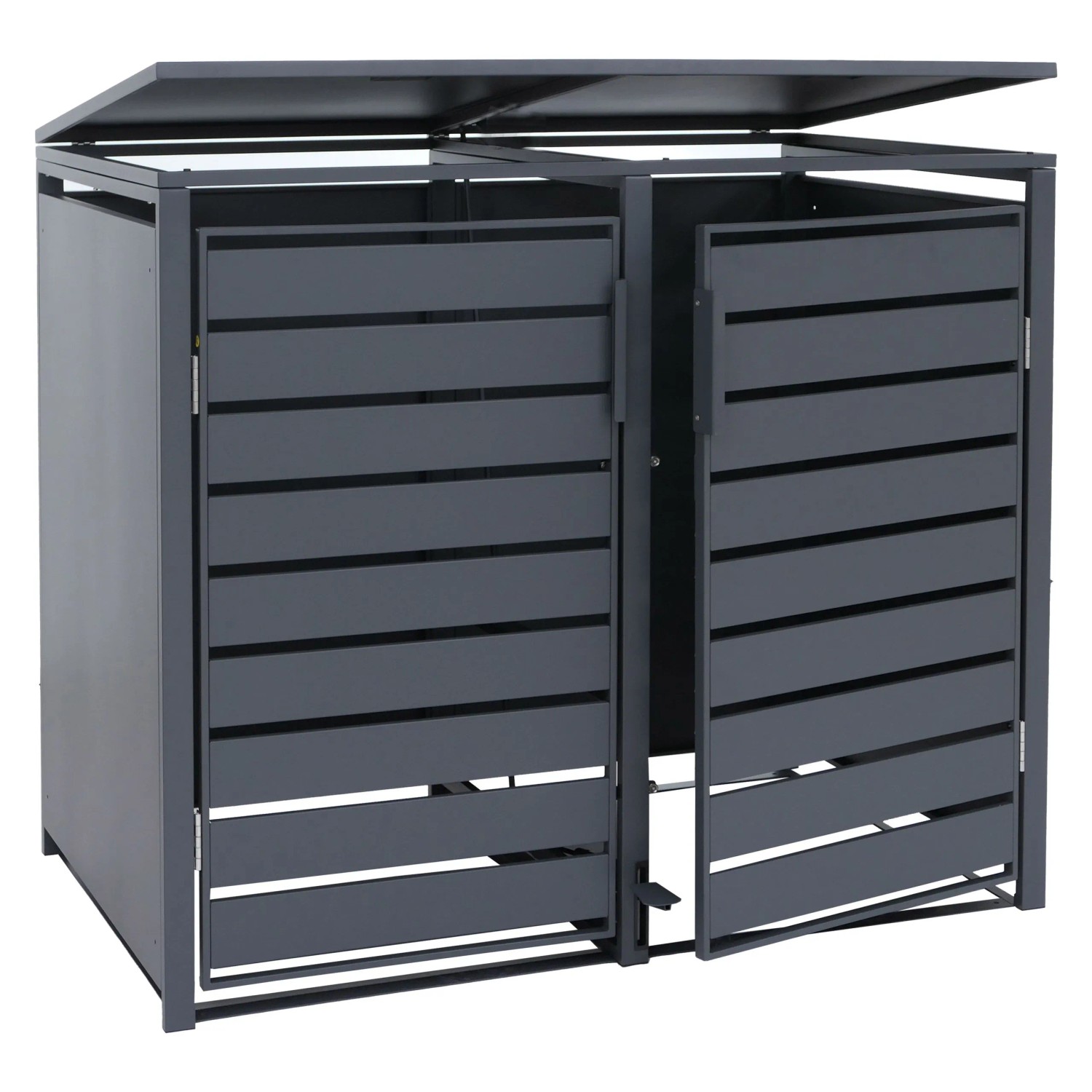 MCW 2er-Mülltonnenverkleidung Q75 Metall 116x132x89cm 53kg Anthrazit