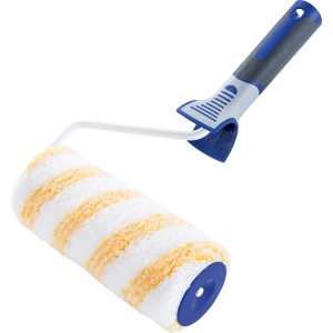 LUX Farbroller Glatt 20 cm, Farbwalze mit weißen und gelben Streifen, für glatte Oberflächen.