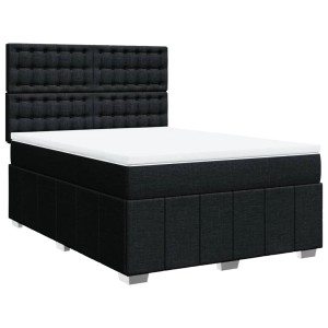 vidaXL Boxspringbett mit Matratze Schwarz 140x200 cm Stoff 3291707