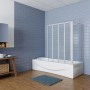 Weißer 4-teiliger Badewannenaufsatz 100x140 cm mit Seitenwand aus ESG-Glas als Duschabtrennung.