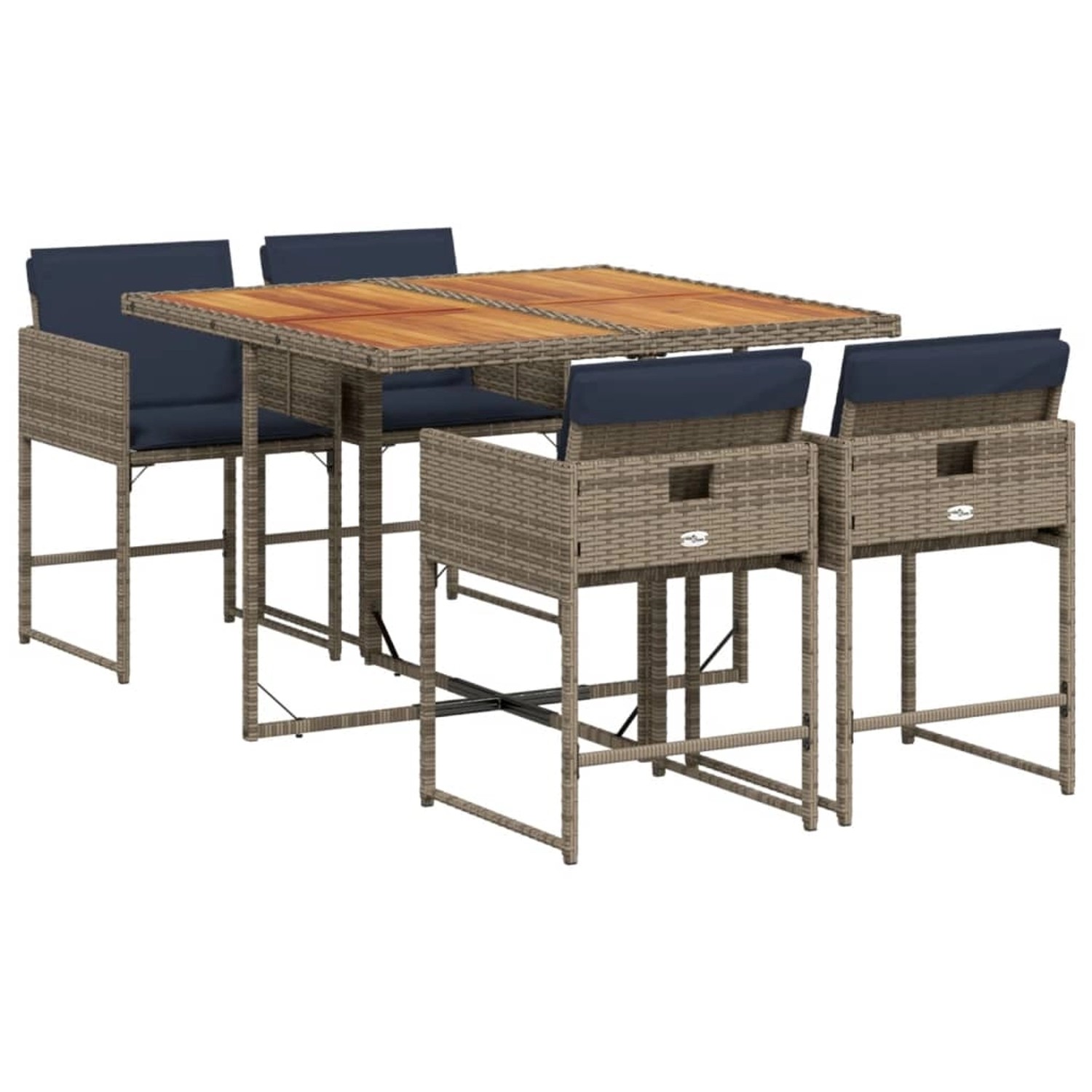 vidaXL 5-Tlg Garten-Essgruppe mit Kissen Grau Poly Rattan 3278032 günstig online kaufen