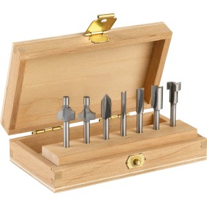 Dremel Fräser-Set 660, 7-teilig in Holzbox. Miniaturwerkzeug für präzise Fräsarbeiten.